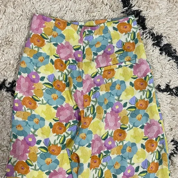 Zara Spring Color Floral Satin Wide Leg Pants - Picture 8 of 11